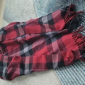 Women's Wrap Red Black Grey Plaid Scarf Scotch Plaid Ruana Shawl Soft Cozy Warm